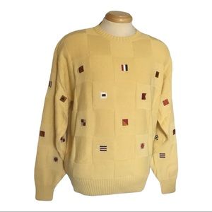 Mens Cotton Crew Neck Sweater, LG. Yachting Flag Theme. English Sports Shop.